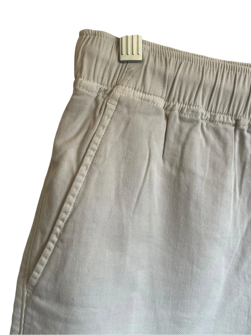 Faherty Essential Drawstring Cotton/Linen Blend Shorts Button Accent in Stone
